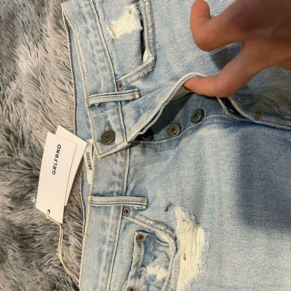 NWT! GRLFRND Karolina High-rise Button Fly Distressed Skinny Long Jean In Jaggar - Picture 7 of 10